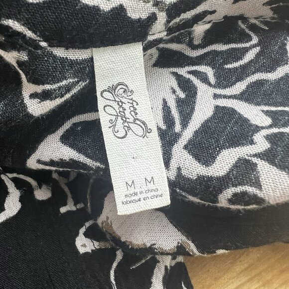 Free People Tunic Mini Dress Boho Black Long Sleeve V-Neck Swing Size Medium - Picture 9 of 12